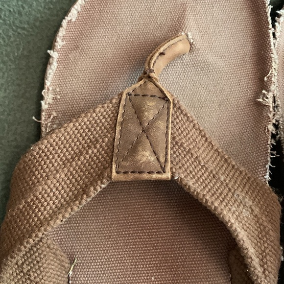 Eddie Bauer brown flip flops. Size 11. Canvas and leather. - Picture 3 of 4